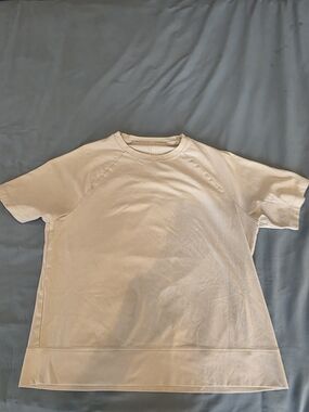 Lulu Lemon Crepe Cropped Men's Short Sleeve Crewneck T-Shirt - Cream